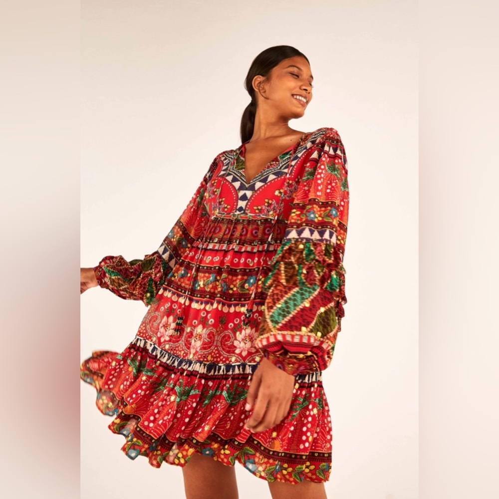 Farm Rio Red Tropical Shine Dress